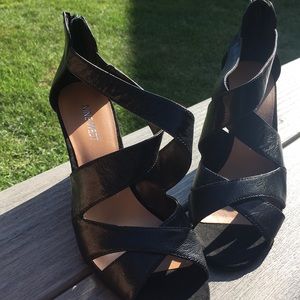 Nine West Zip Up Leather Wedges